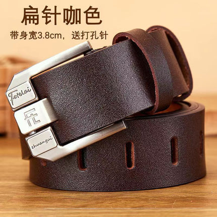 Fortray Leather Belt First Layer Cowhide Men's Genuine Pure Leather Buckle Belt Men's High-End Trouser Belt 23 Business