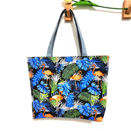 Korean Style Simple Cartoon Canvas Bag for Women, Cross-Border Large-Capacity Commuting Versatile Shoulder Tote Bag for Women