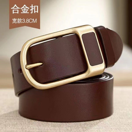 Vintage Belt Men's Genuine Leather Casual Business Simple Cowhide Belt Men's Young and Middle-aged Fashionable All-match Pin Buckle Belt