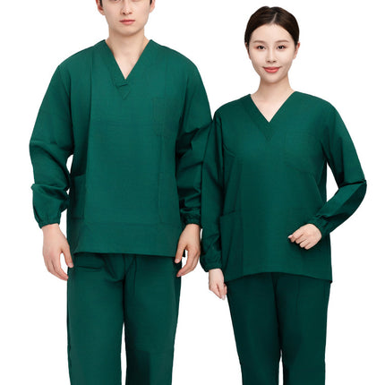 Short-Sleeved Doctor's Uniform, Cotton Surgical Uniform, Women's Work Clothes, Men's Operating Room Scrub Uniform, Long-Sleeved Health Center