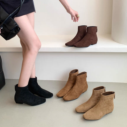 Women's Elegant Low-Heeled Chelsea Boots 2025 New Boots Autumn and Winter Thick-Heeled Women's Short Boots with Skirts Slim Boots