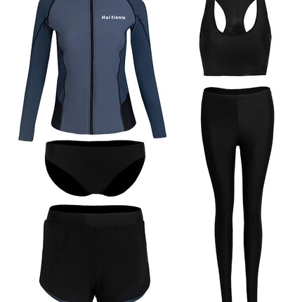 2024 New Swimsuit Split Long-Sleeved Trousers Suit Quick-Drying Wetsuit Surfing Sun Protection Clothing Conservative Jellyfish Suit