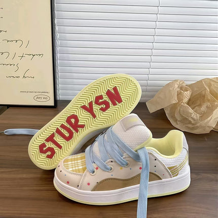 Original Korean-style Xiaozhong Blueberry Bread Shoes Women's Ins Trendy 2025 Spring New All-match Casual Sneakers for Students