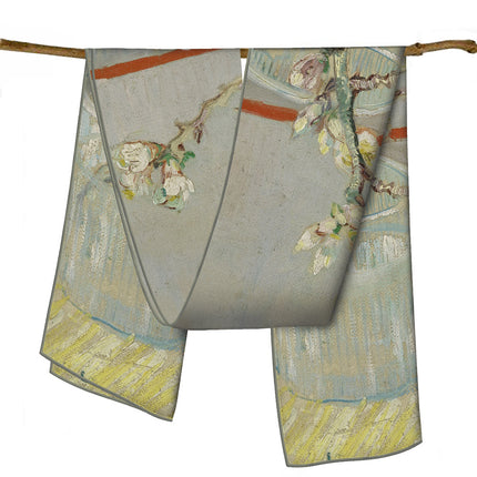 150cm Spring Long Van Gogh Oil Painting Series Starry Sky Women's Long Silk Scarf All-Match Shawl Scarf Scarf for All Seasons