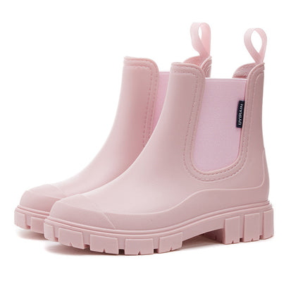 Cross-border fashion Chelsea rain shoes women's thick-soled waterproof elastic water shoes non-slip kitchen rubber shoes waterproof car wash shoes