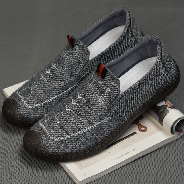 Cloth Shoes Men's New 2025 New Breathable Linen Soft Sole Versatile Cut Out Shoes One-Leg Soft Sole Hand-Sewn Shoes