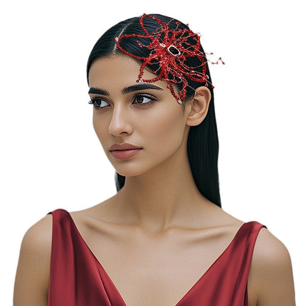 Ness NS172 Red Crystal Beaded Flower Show Headwear Hair Card Small Fairy Hair Accessories