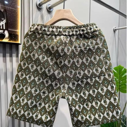 Summer New Trendy Personalized Printed Drawstring Lace-Up Loose, Comfortable and Breathable Men's Casual Sports Shorts