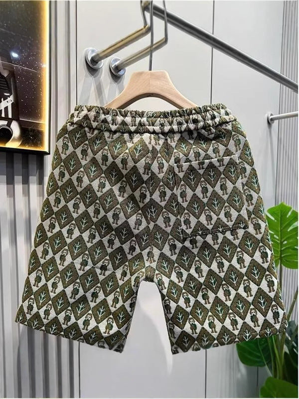 Summer New Trendy Personalized Printed Drawstring Lace-Up Loose, Comfortable and Breathable Men's Casual Sports Shorts