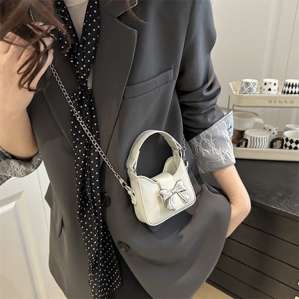 New Bow Handbag Stylish Fashionable Shoulder Bag Casual Personality Sweet Cool Small Bag Mini Lipstick Chain Bag