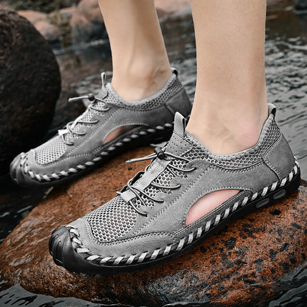 Foreign Trade Hot-Selling Summer New Products Hand-Stitched Mesh Shoes Breathable Casual Men's Outdoor Hiking Shoes Non-Slip River Tracing Shoes