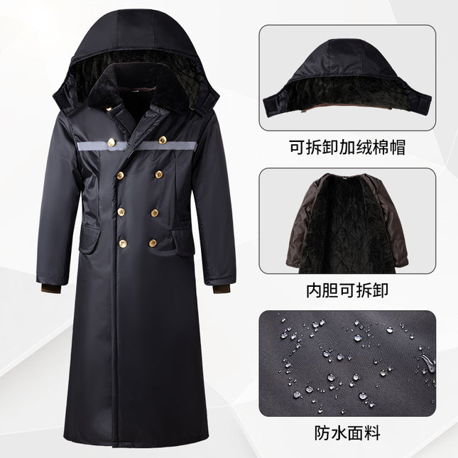 Long Military Cotton Coat Winter Extended and Thickeneded Cold Storage Cold-Proof Labor Protection Clothing Security Property Duty Coat Cotton Coat