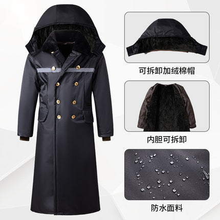 Long Military Cotton Coat Winter Extended and Thickeneded Cold Storage Cold-Proof Labor Protection Clothing Security Property Duty Coat Cotton Coat