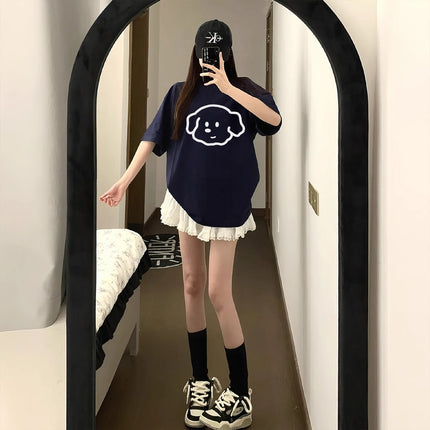 Pure Cotton Short-Sleeve T-Shirt for Women 2026 New White Half-Sleeve Korean Style Loose Lazy Style Summer Stunning Top Ins