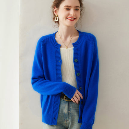 2025 Autumn and Winter Round Neck Cashmere Buttoned Cardigan Women's Cashmere Large Size Thickened Sweater Jacket Sweater Large Size
