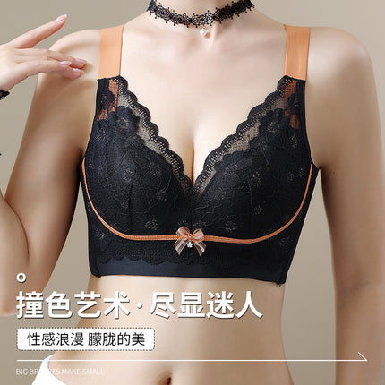 Wireless Plus size underwear women's breast adjustment bra thin big chest small push up breast collection anti-sagging