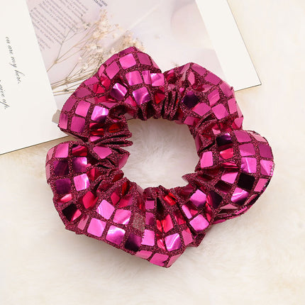 New cross-border silver large intestine hair ring women's head high sense hair ring fabric hair rope light luxury hair accessories wholesale