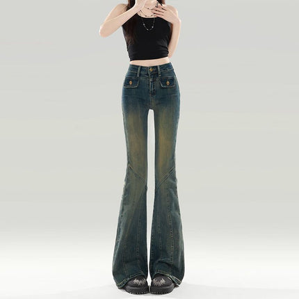 Flared Jeans That Show Off Your Figure, Versatile 2025 Chic Design Flared Pants, Fashionable Women's Spring Elastic New Style