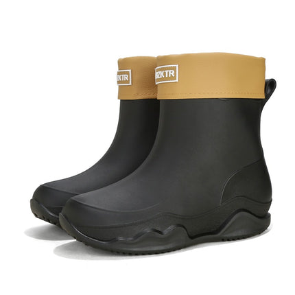 Cross-border German sports rain shoes men's short tube waterproof shoes non-slip low-top rain boots kitchen rubber shoes fishing shoes fashion