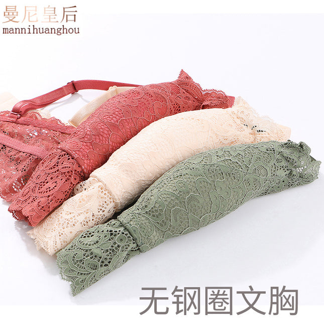 Sexy lace underwear Cassino French triangle cup without steel ring thin bra gathered bra women manufacturers wholesale