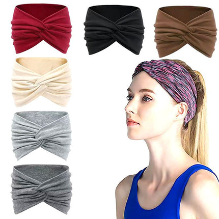Amazon Wide Knitted Hair Band Yoga Sports Hair Band Pregnant Women Windproof Headscarf Elastic Anti-sweat Cross Hair Band Women