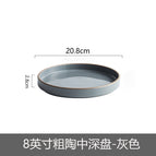 8inch stoneware medium deep plate - gray