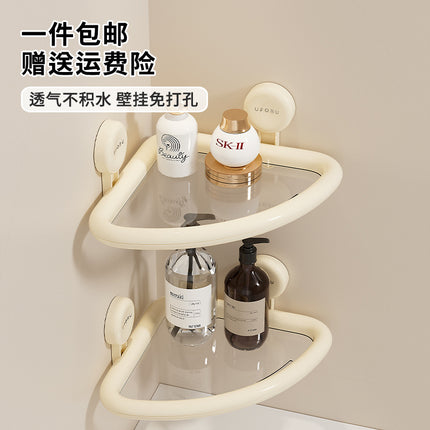 Suction Cup Triangular Storage Rack Bathroom Wall-Mounted Punch-Free Multi-Functional Large-Capacity Shower Gel and Shampoo Storage Rack