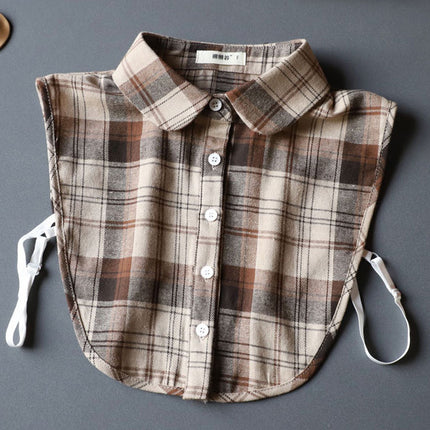 Autumn and Winter All-match Sanding Plaid Shirt Fake Collar Decorative Collar Lining Collar Thickened Women's College-style Multifunctional Collar