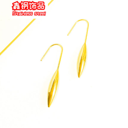 in stock Europe and the United States cross-border simple stainless steel water drop earrings women retro temperament personality long ear hanging jewelry wholesale