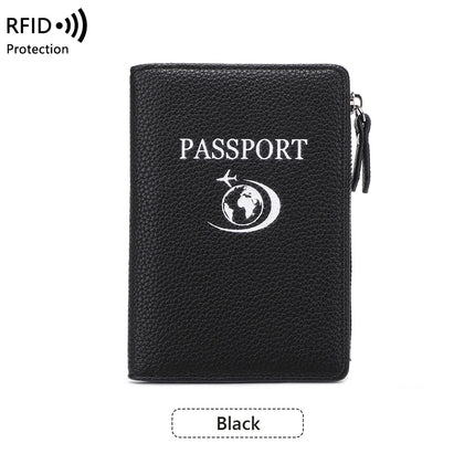 Cross-Border New Multifunctional Rfid Passport Holder with Pebbled Texture Wallet, Travel Ticket Holder, Anti-Theft Portable Passport Holder