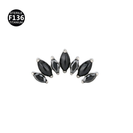 F136 Titanium Alloy 7 Horse Eye Natural Stone 0.9 Teeth Human Puncture Jewelry Ear Nail Lip Nail Ear Bone Nail Accessories