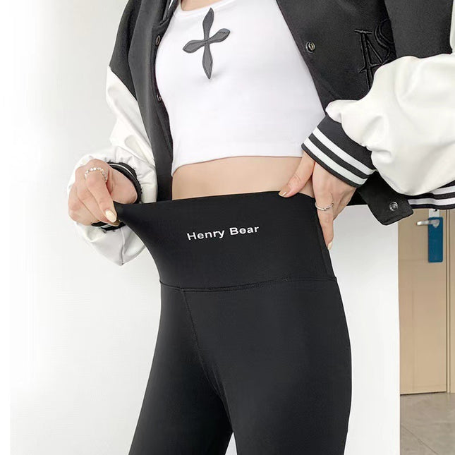 2025 Spring Letter Print Shark Pants Women's Outerwear Thin Breathable Slim Nine-Point Small Feet Tight Leggings Women