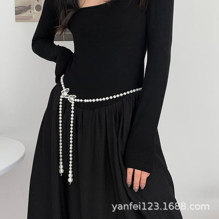 Women's Chanel-Style Butterfly Waist Chain, Ins Korean Version Sweet Decorative Pants Chain, Simple and Versatile, Cross-Border Wholesale