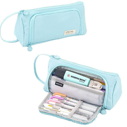 Triangular Large-Capacity Pencil Case and Stationery Box, Thickened Partitioned Storage Student Stationery Bag for Primary, Middle, and High School Students Wholesale