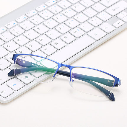 Men's Business Glasses Frame Metal Alloy Glasses Frame New Half Frame Can Be Equipped with Myopia Glasses Finished Product with Degree for Men