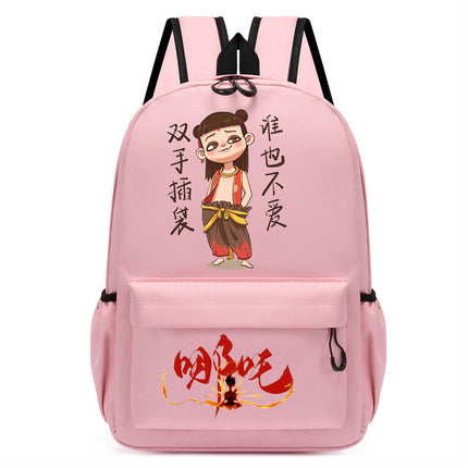 Douyin's New Nezha Cute Printed Kindergarten Girls Pink School Bag Children's Campus Outdoor Backpack
