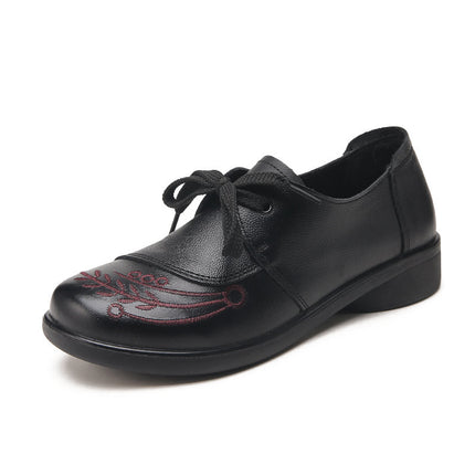 Mom's Shoes, Soft-Soled Single Shoes for Middle-Aged and Elderly People, Comfortable for Feet, New Women's Shoes for Grandma, Middle-Aged Non-Slip Flat-Soled Spring and Autumn Leather Shoes