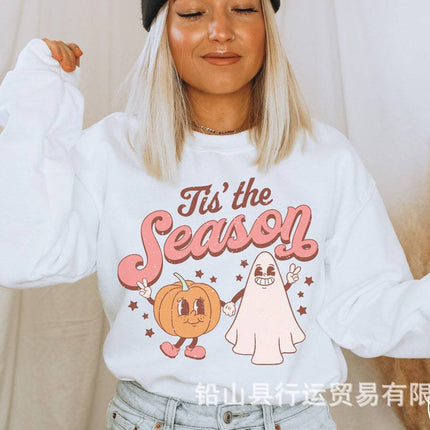 2023 New Product Cross-Border Halloween Fun Printed Round Neck Women's Street Easiest for Match Casual Personalized Pullover Sweatshirt