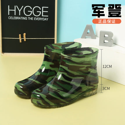 Men's Rain Shoes Men's Short Barrel Four Seasons Warm Rain Boots Cold-proof overshoes Non-slip Low-top Water Shoes Waterproof High-grade Rubber Shoes