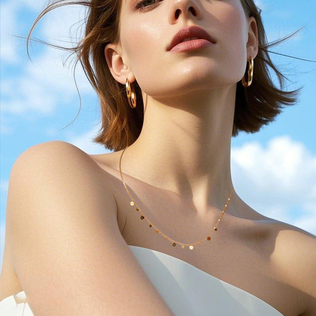 Lishan Versatile Bowknot Accessories Titanium Steel Metal Chain Series Layered Natural Stone Necklace Clavicle Chain for Women