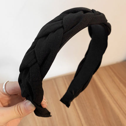 Internet Red Square Explosions Contrast Braid Head Band Wide Edge Non-Slip High-Level Hair Band 2023 New Style Hair Card for Women