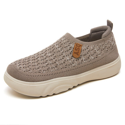 Shoes for Women, Versatile Spring Fly-Knit Breathable Non-Stinky Casual Shoes, Soft-Soled Sneakers, Mesh Breathable Single Shoes