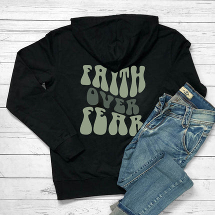 Cross-Border Export Faith over Fear Hoodie Letter Print Kangaroo Flap Pocket Pants Drawstring Print Hoodie