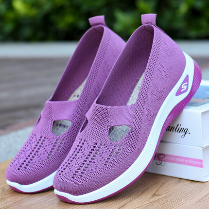 Cross-Border Dropshipping of Large-Size Women's Shoes, Breathable and Comfortable Single Shoes Wholesale, Casual and Versatile Mesh Shoes for Middle-Aged and Elderly Mothers