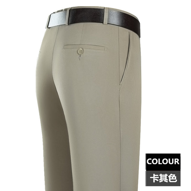 2025 New Summer Thin Mulberry Silk Middle-Aged Business Casual Straight Loose Wrinkle-Free Men's Pants