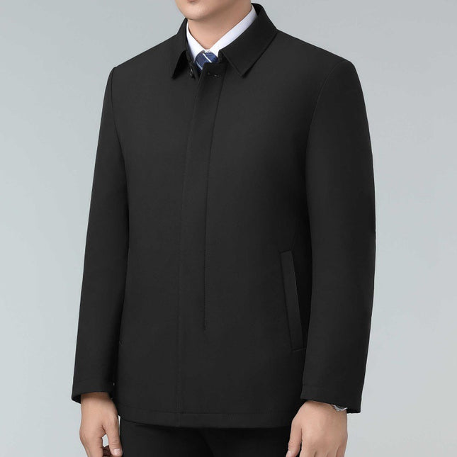Middle-Aged and Elderly Men's Mink Velvet Lining Cotton Outwear Men's Lapel Lightweight Warm Cotton Outwear Dad's Winter Thickeneded Cotton Jacket