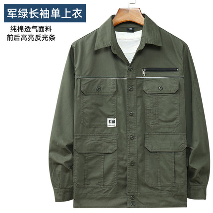 Summer Work Clothes Men's Thin Cotton Camouflage Short-sleeved Loose Construction Site Security Welding Clothes Workwear Labor Security Clothes Shirt