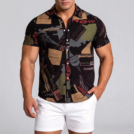 2026 Foreign Trade Short-Sleeve Shirt European Size Floral Short-Sleeve Shirt Trendy Beach Floral Casual Shirt Men Ebay