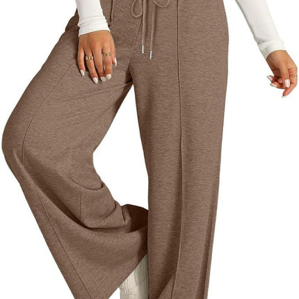 Cross-Border Export Amazon Temu2024 Spring and Summer European and American Style Pure Color Casual Wide-Leg Drawstring Elastic Waist Sweatpants