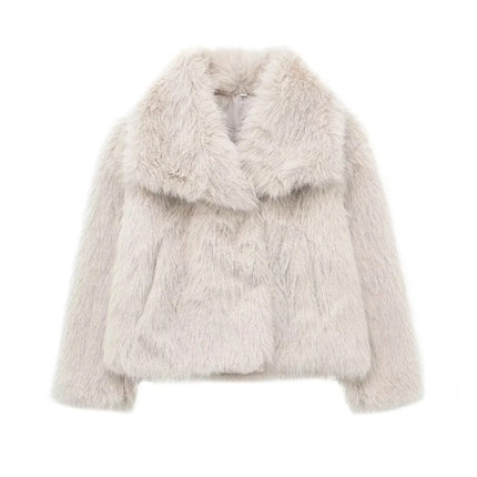 KAOPU ZA fur large lapel imitation fur coat short fashion imitation fox fur coat fluffy plush women's clothing